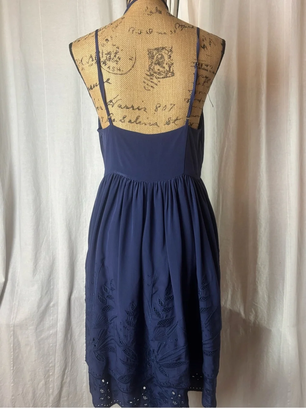 Rebecca Minkoff Women's 8 Blue Dress Belinda Silk Spaghetti Straps Tiered Hem